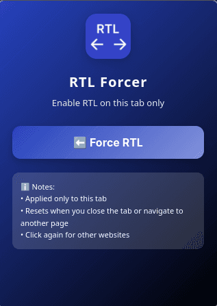 افزونه تغییر چیدمان به راست‌به‌چپ (RTL Forcer Chrome Extension)